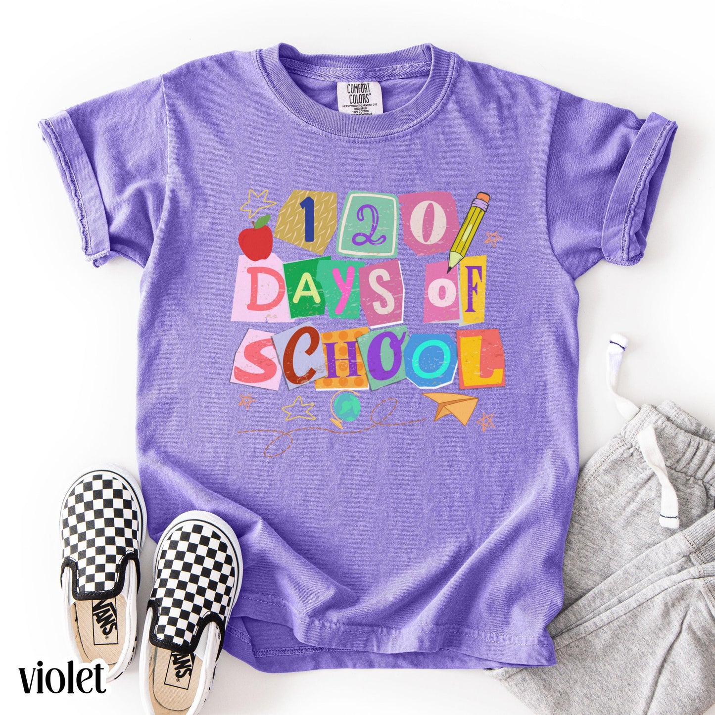 120 Days Of School Comfort Colors Shirt Kindergarten Kids First Grade TShirt Ransom Girls School T-shirt Youth Toddler 120 Day School Tee