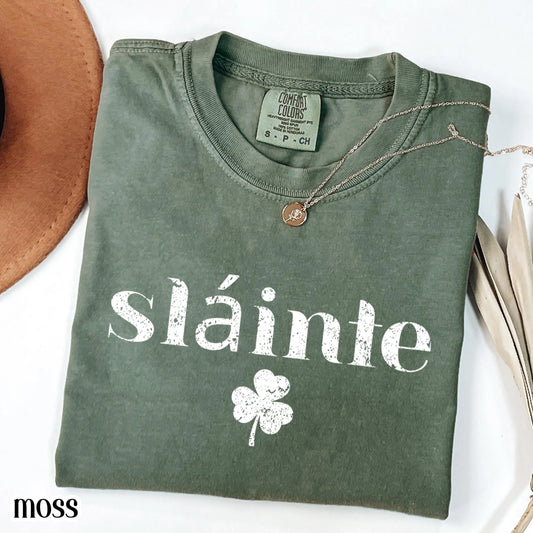 Slainte St Patricks Day Christian Comfort Colors Shirt Lucky Shamrock Retro Tshirt Saint Patrick's Drinking T-shirt Vintage Irish Love Tee