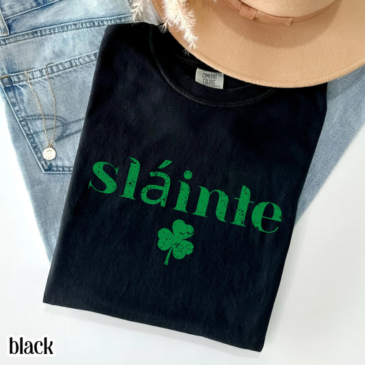 Slainte St Patricks Day Christian Comfort Colors Shirt Lucky Shamrock Retro Tshirt Saint Patrick's Drinking T-shirt Vintage Irish Love Tee