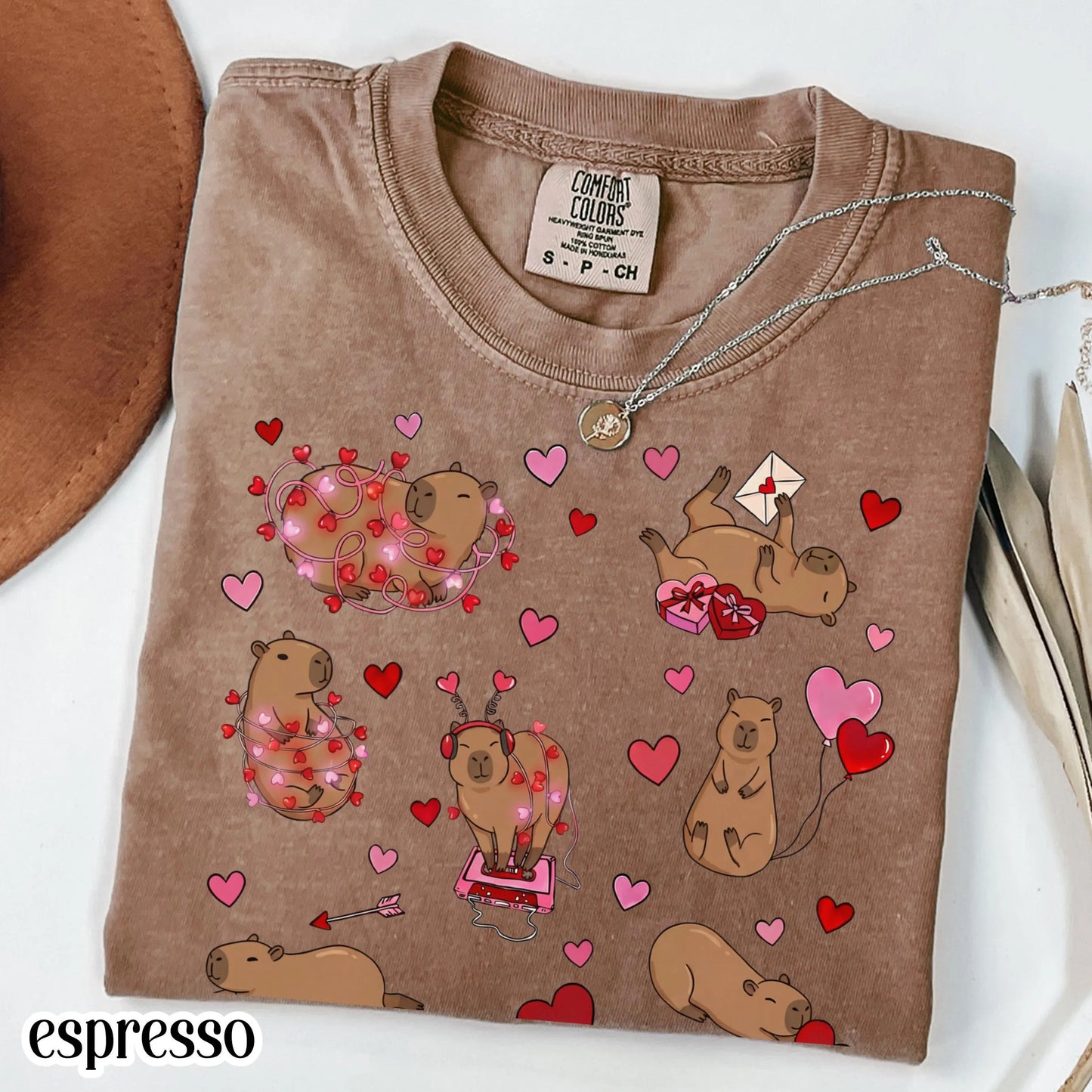 Capybara Valentines Day Comfort Colors Shirt Cute Capy Vday Womens TShirt Animal Lover V-day T-shirt Heart Love Day Tee Gift For Teacher