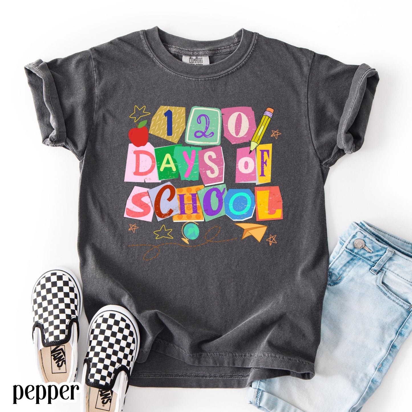 120 Days Of School Comfort Colors Shirt Kindergarten Kids First Grade TShirt Ransom Girls School T-shirt Youth Toddler 120 Day School Tee