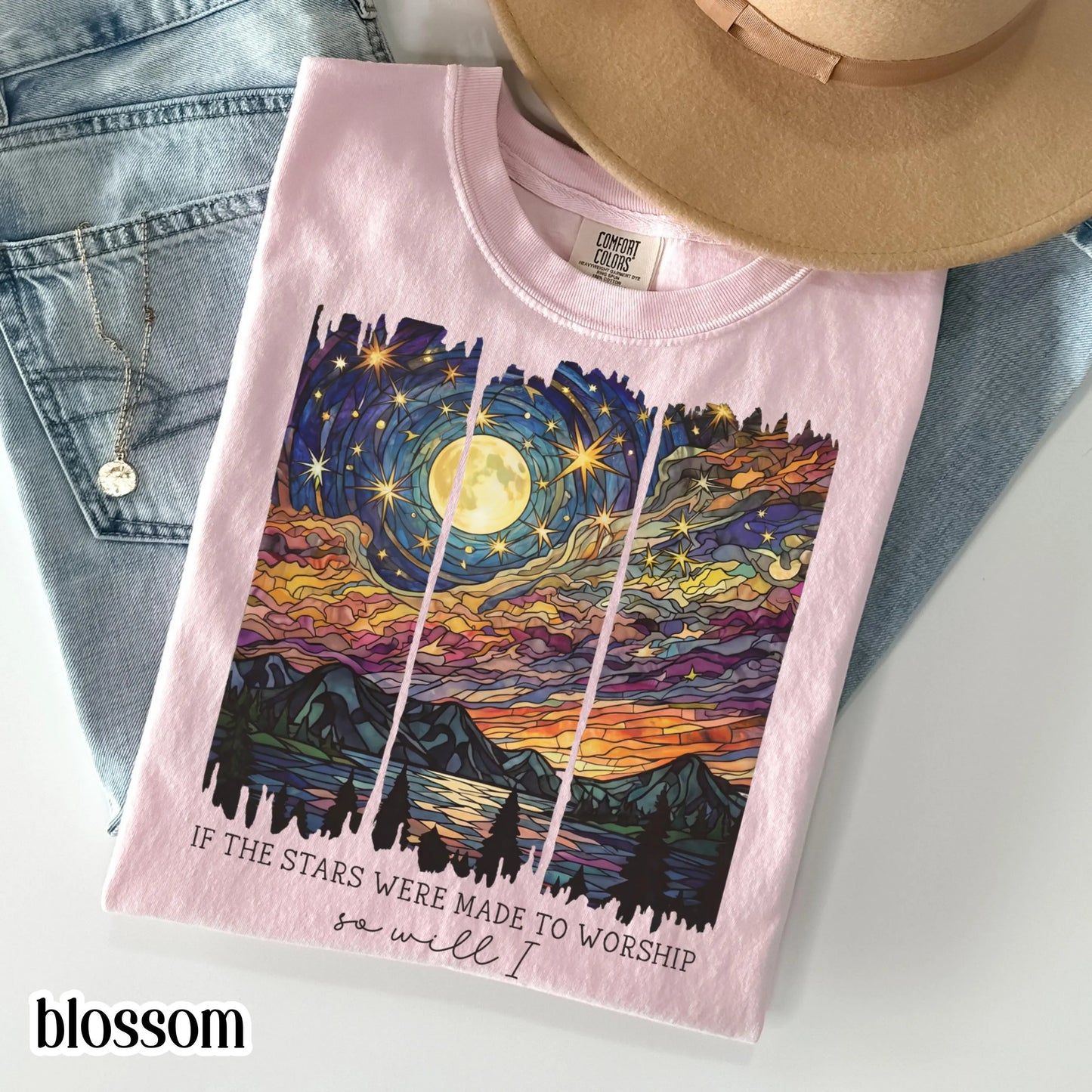 Christian Comfort Colors Shirt Bible Verse Jesus TShirt Stars Were Made To Worship T-Shirt Religious Faith Believer Apparel Church Tee