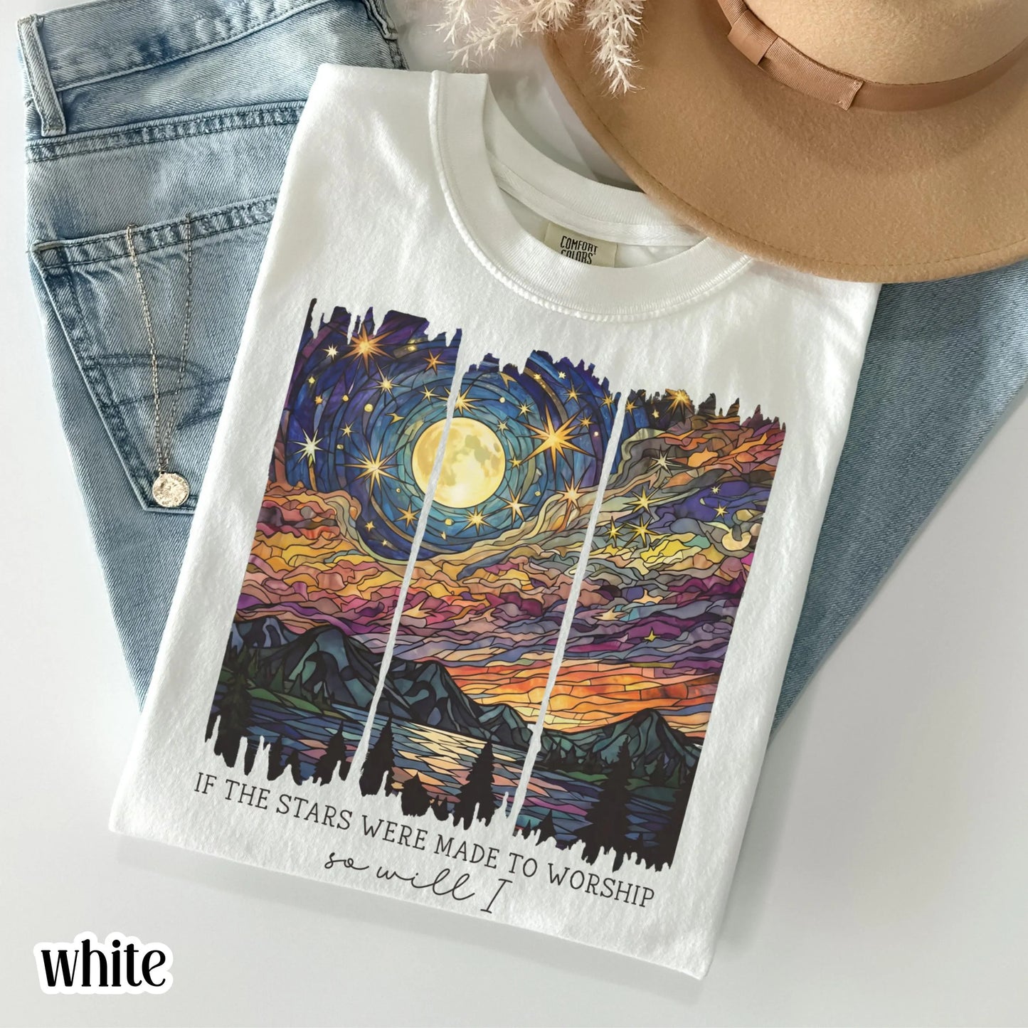 Christian Comfort Colors Shirt Bible Verse Jesus TShirt Stars Were Made To Worship T-Shirt Religious Faith Believer Apparel Church Tee