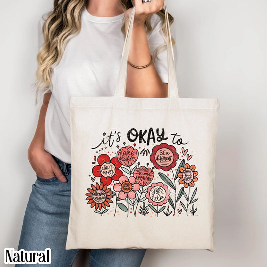 Teacher Tote Bag Special Education Floral Canvas Tote Mental Health Purse Diversity Neurodiversity Sped Teacher Motivational Therapist Gift