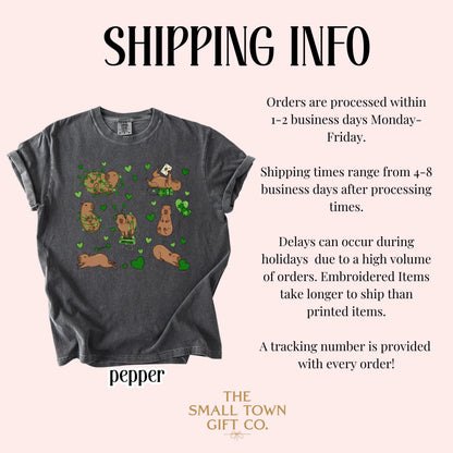 Youth Capybara St Patricks Day Comfort Colors Shirt Kids Lucky Capybara TShirt Saint Patrick's Day Girls School T-shirt Youth Animal Tee