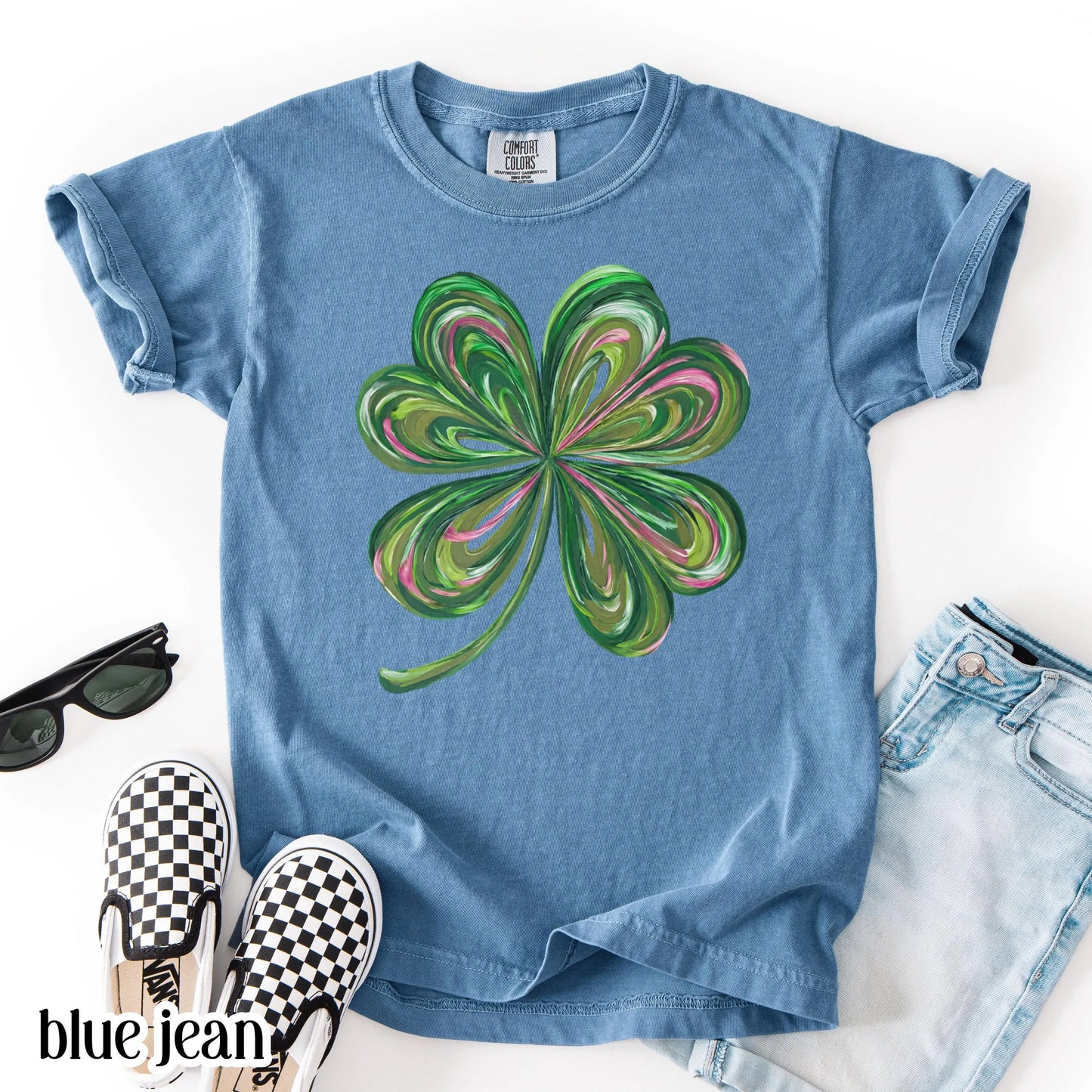 Youth St Patricks Day Comfort Colors Shirt Lucky Shamrock Tshirt Kids Saint Patrick's Party Tee Four Leaf Clover T-shirt Irish Shenanigans