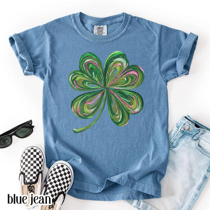 Youth St Patricks Day Comfort Colors Shirt Lucky Shamrock Tshirt Kids Saint Patrick's Party Tee Four Leaf Clover T-shirt Irish Shenanigans