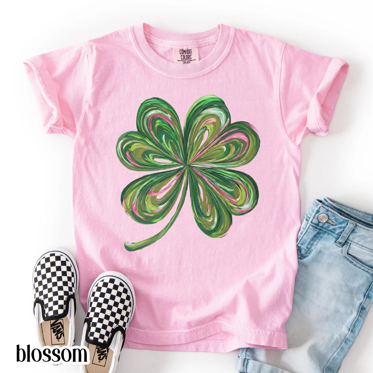 Youth St Patricks Day Comfort Colors Shirt Lucky Shamrock Tshirt Kids Saint Patrick's Party Tee Four Leaf Clover T-shirt Irish Shenanigans