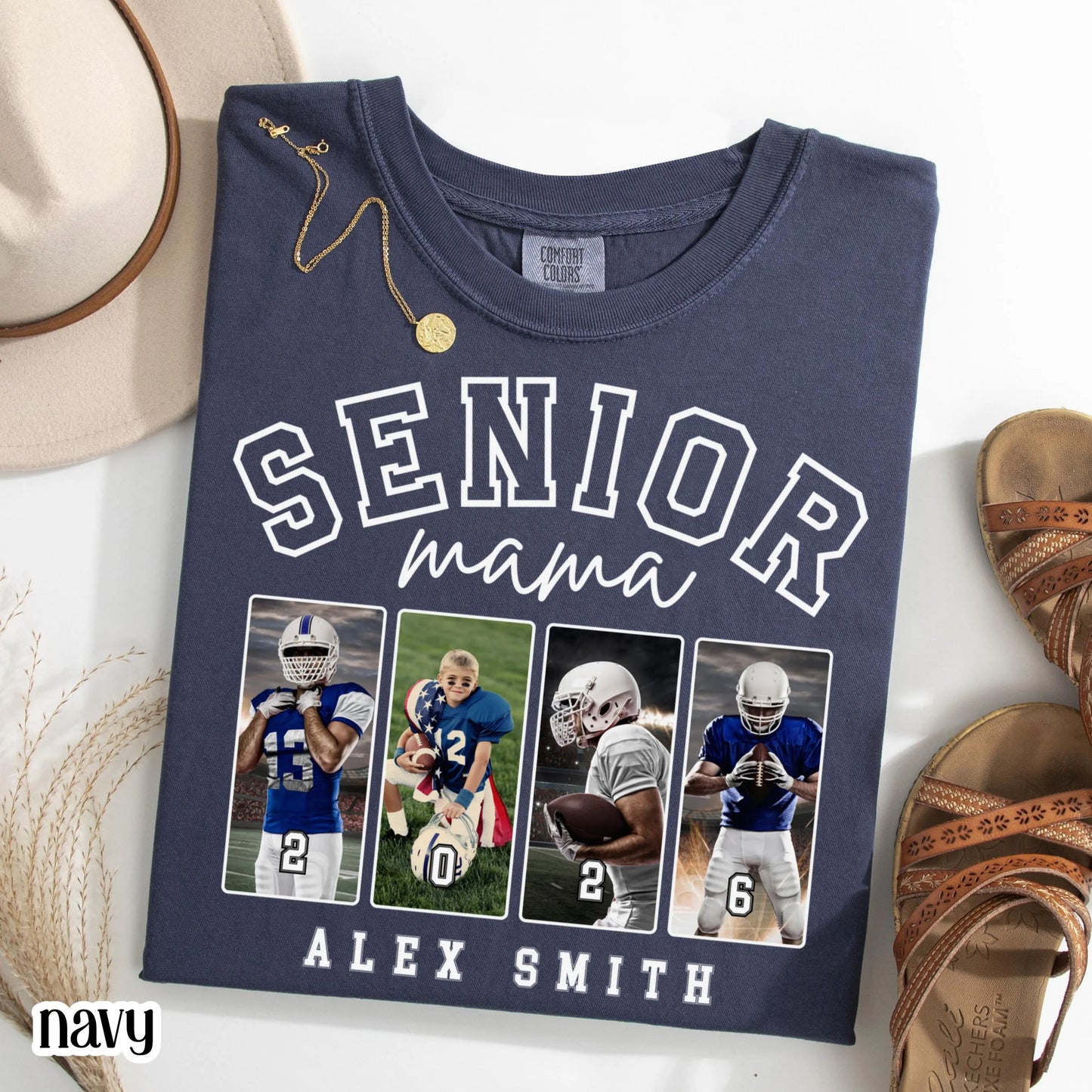 Custom 2026 Senior Football Mom Shirt Custom Football Player Photo Shirt High School Graduation Mothers Day Mama Shirt Name Senior Night Tee