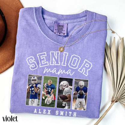 Custom 2026 Senior Football Mom Shirt Custom Football Player Photo Shirt High School Graduation Mothers Day Mama Shirt Name Senior Night Tee