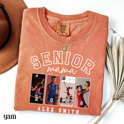 Custom Senior Volleyball Mom Shirt 2026 Volleyball Player Photo Shirt High School Graduation Mothers Day Mama Shirt Name Senior Night Tee