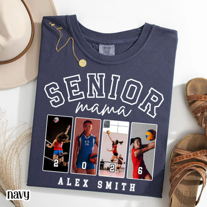 Custom Senior Volleyball Mom Shirt 2026 Volleyball Player Photo Shirt High School Graduation Mothers Day Mama Shirt Name Senior Night Tee