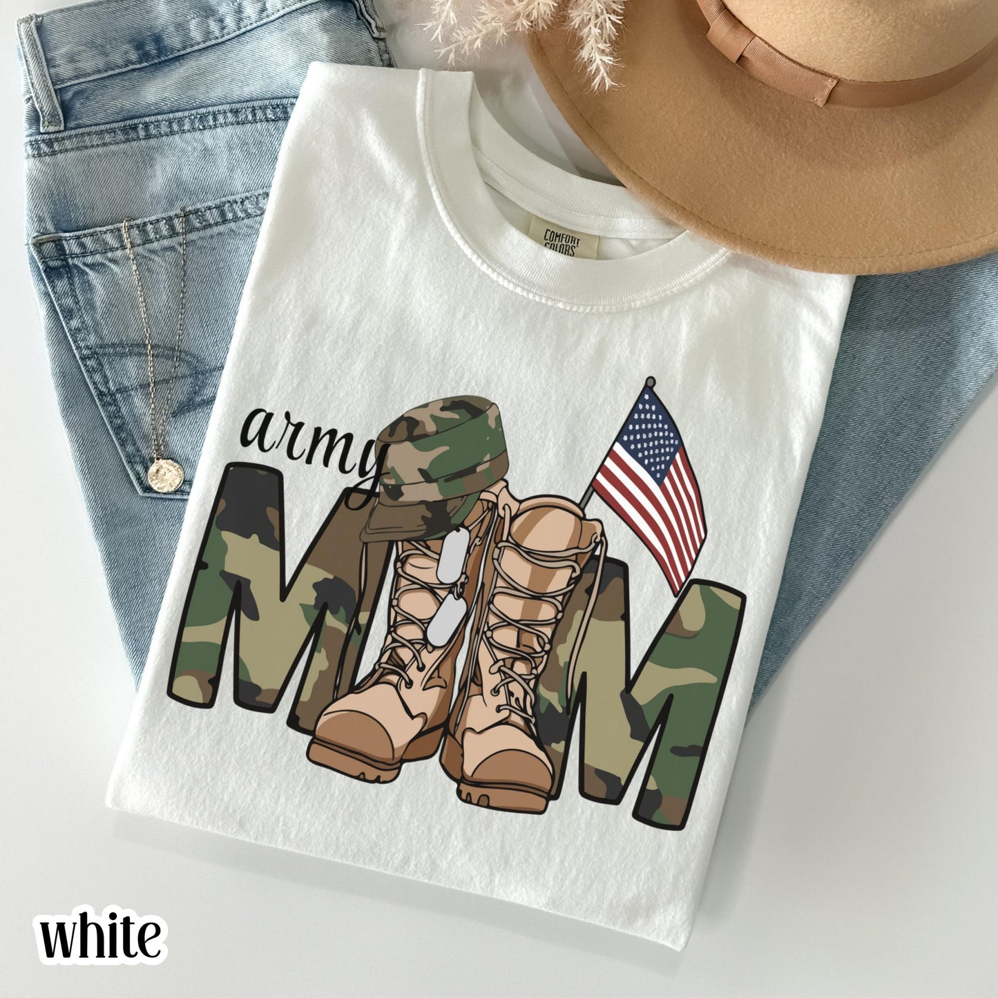 Military Mom Comfort Colors Shirt Proud Army Soldier Mama Tee Service Member Marine Mom TShirt Mother's Day Gift Air Force Gift T-Shirt