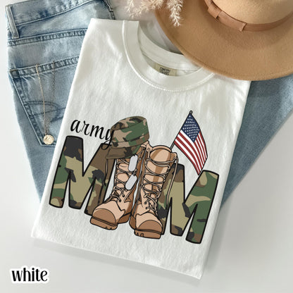 Military Mom Comfort Colors Shirt Proud Army Soldier Mama Tee Service Member Marine Mom TShirt Mother's Day Gift Air Force Gift T-Shirt