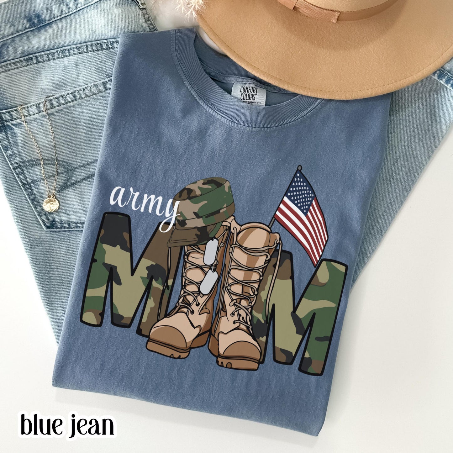 Military Mom Comfort Colors Shirt Proud Army Soldier Mama Tee Service Member Marine Mom TShirt Mother's Day Gift Air Force Gift T-Shirt