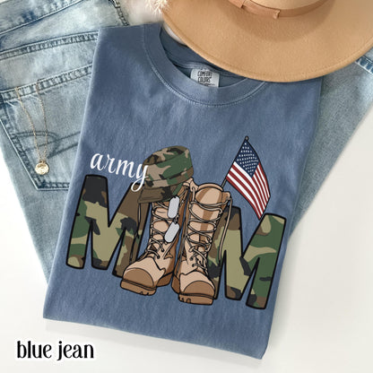 Military Mom Comfort Colors Shirt Proud Army Soldier Mama Tee Service Member Marine Mom TShirt Mother's Day Gift Air Force Gift T-Shirt