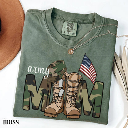 Military Mom Comfort Colors Shirt Proud Army Soldier Mama Tee Service Member Marine Mom TShirt Mother's Day Gift Air Force Gift T-Shirt