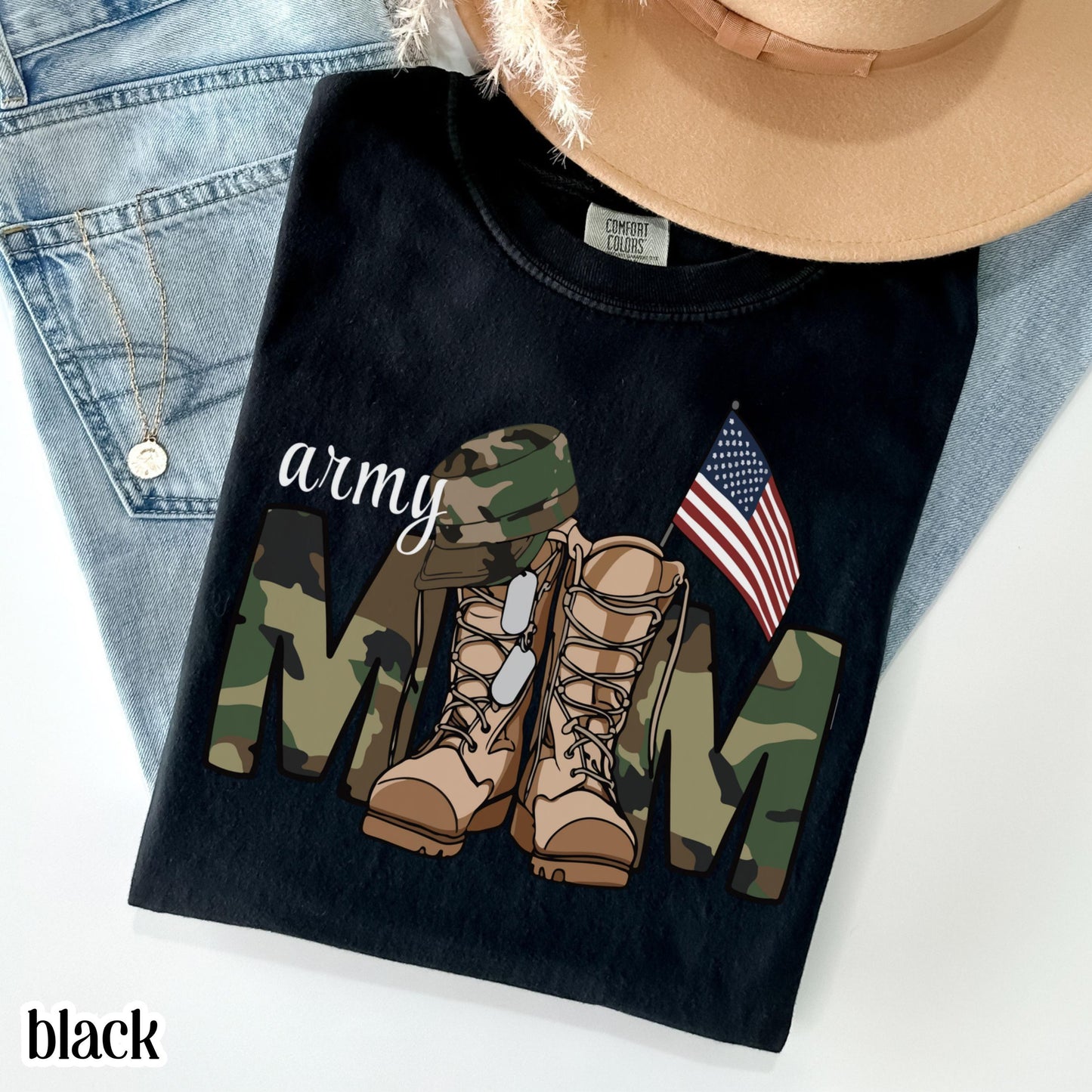 Military Mom Comfort Colors Shirt Proud Army Soldier Mama Tee Service Member Marine Mom TShirt Mother's Day Gift Air Force Gift T-Shirt