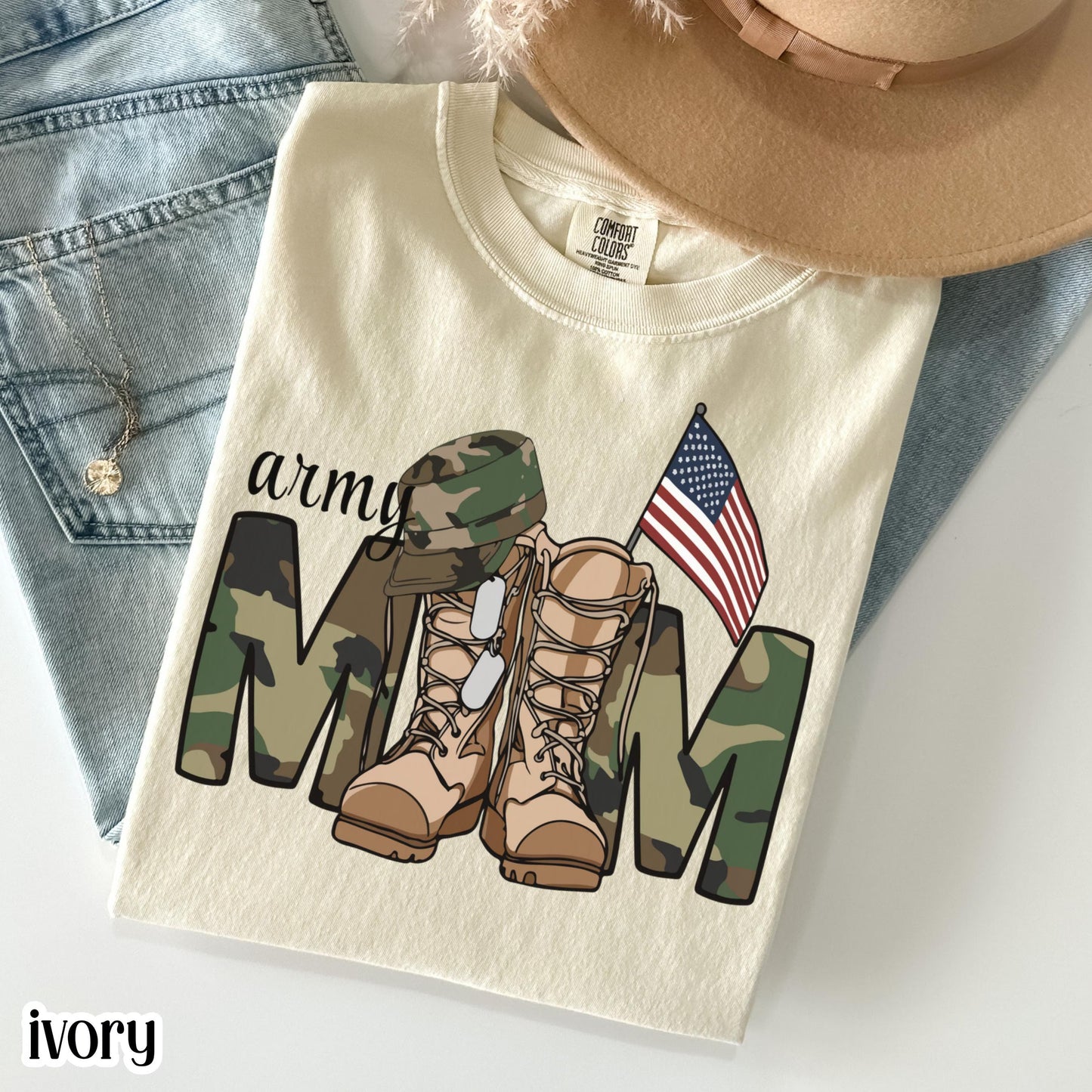 Military Mom Comfort Colors Shirt Proud Army Soldier Mama Tee Service Member Marine Mom TShirt Mother's Day Gift Air Force Gift T-Shirt