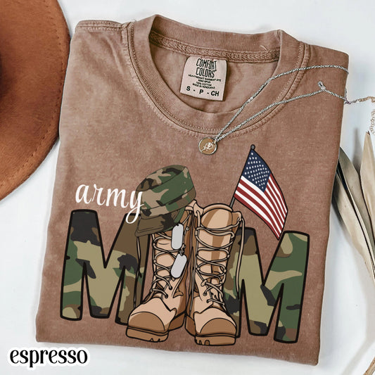 Military Mom Comfort Colors Shirt Proud Army Soldier Mama Tee Service Member Marine Mom TShirt Mother's Day Gift Air Force Gift T-Shirt