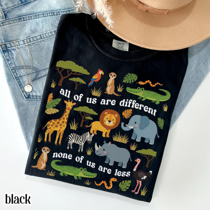 Autism Awareness Comfort Colors Shirt Neurodiversity Inclusion TShirt Special Education Teacher Tee Safari Jungle Animal Diversity T-Shirt