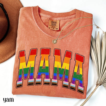 Comfort Colors LGBTQ Mama Shirt Mothers Day Gay Pride TShirt Transgender Mom Tee Gift For Mama Shirt Lesbian Flag Equality Diversity T-Shirt