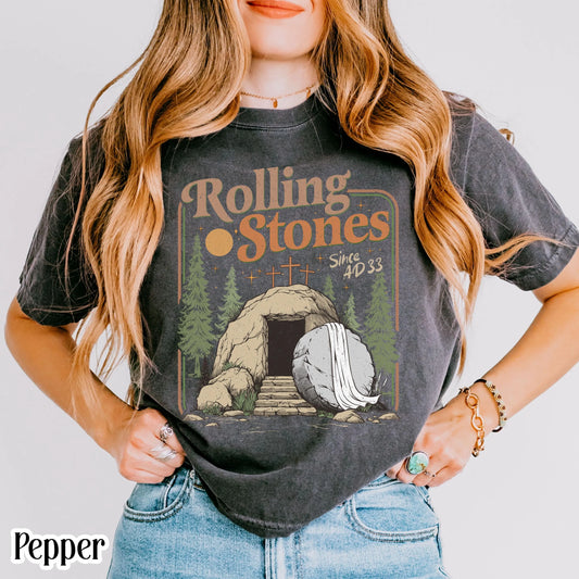 Comfort Colors Christian T-Shirt Rolling Trendy Easter Clothing Jesus Christ Shirt Teen Believer Gift For Christian Faith Based Graphic Tee