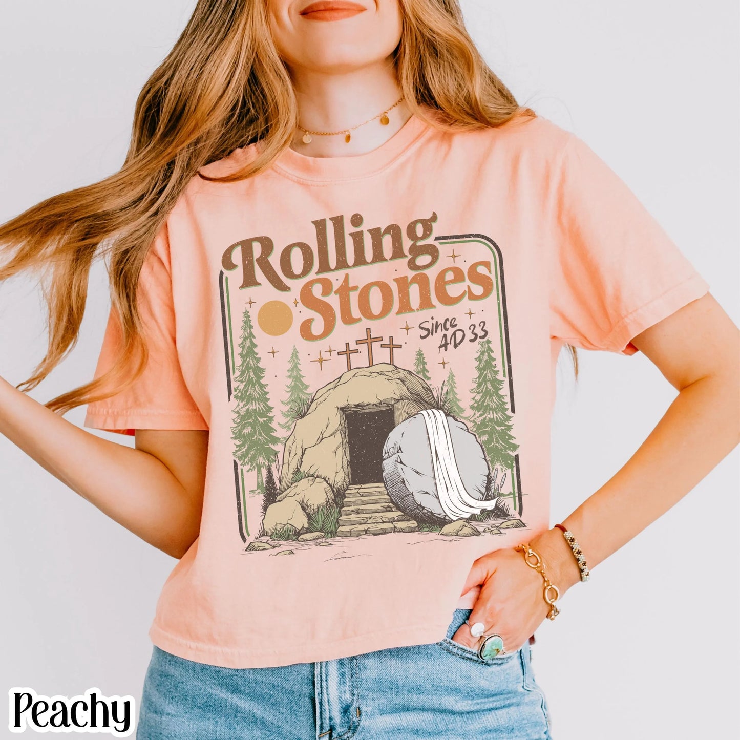Comfort Colors Christian T-Shirt Rolling Trendy Easter Clothing Jesus Christ Shirt Teen Believer Gift For Christian Faith Based Graphic Tee
