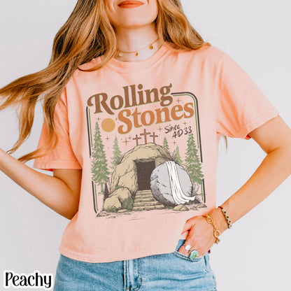 Comfort Colors Christian T-Shirt Rolling Trendy Easter Clothing Jesus Christ Shirt Teen Believer Gift For Christian Faith Based Graphic Tee