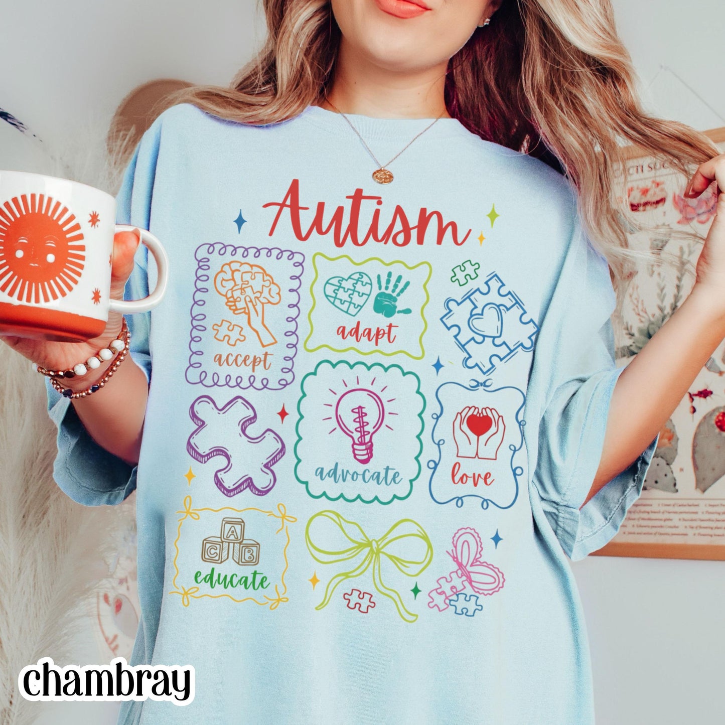 Autism Awareness Shirt Comfort Colors Tee Accept Adapt Advocate Love Educate TShirt Diversity SPED Teacher Special Education T-Shirt Gift