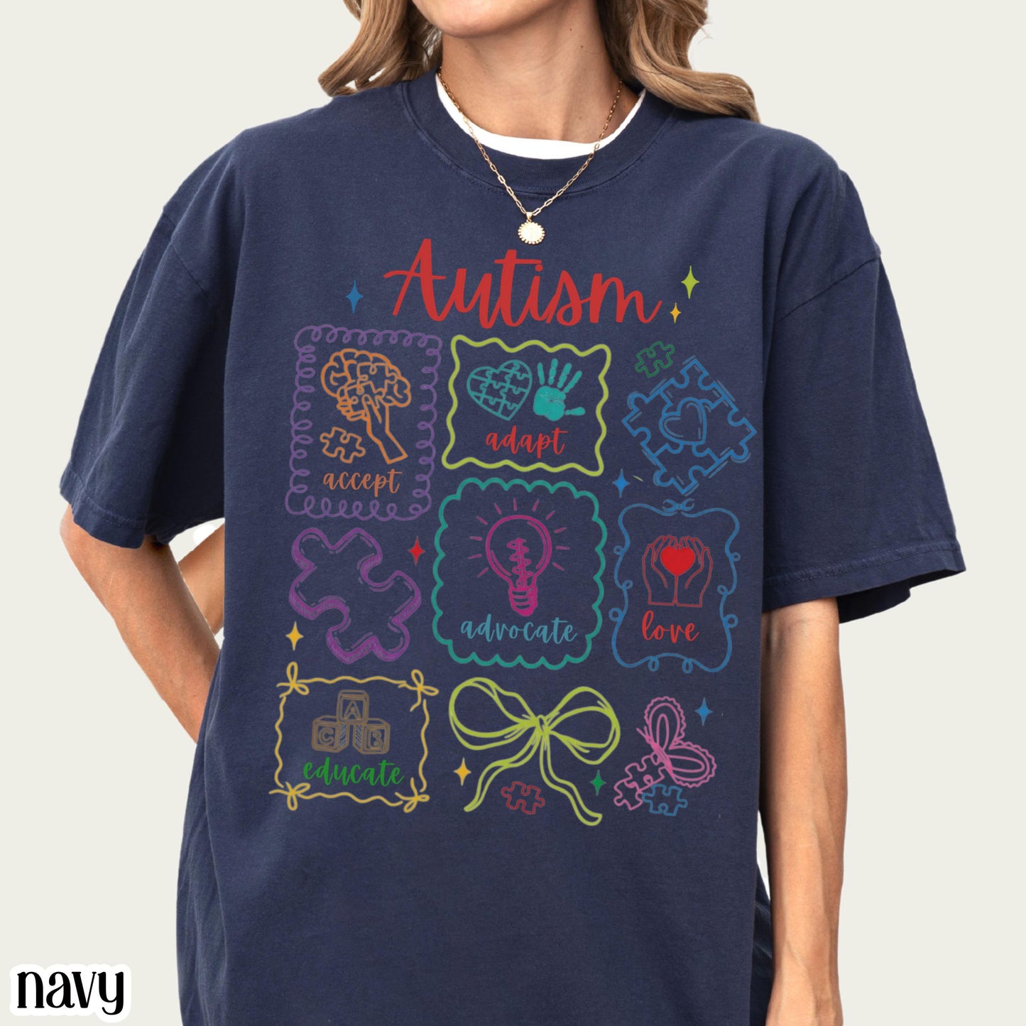 Autism Awareness Shirt Comfort Colors Tee Accept Adapt Advocate Love Educate TShirt Diversity SPED Teacher Special Education T-Shirt Gift
