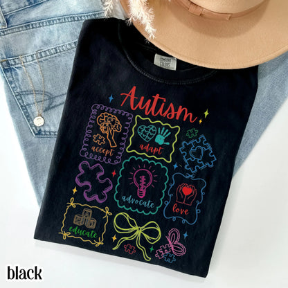 Autism Awareness Shirt Comfort Colors Tee Accept Adapt Advocate Love Educate TShirt Diversity SPED Teacher Special Education T-Shirt Gift