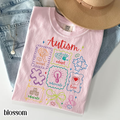 Autism Awareness Shirt Comfort Colors Tee Accept Adapt Advocate Love Educate TShirt Diversity SPED Teacher Special Education T-Shirt Gift