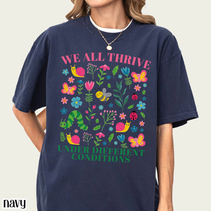 Autism Comfort Colors Shirt Diversity Inclusion TShirt SPED Teacher Tee Neurodiversity We All Thrive Under Different Conditions T-Shirt Gift