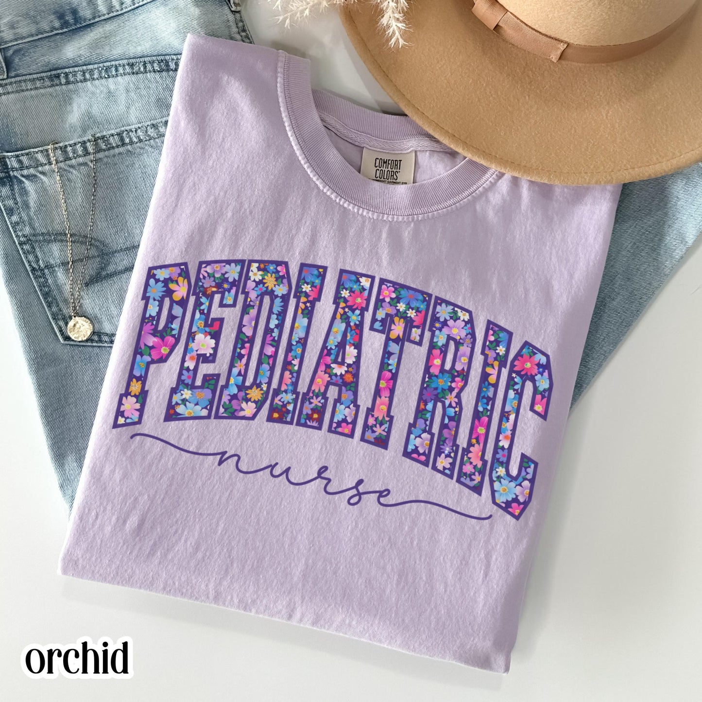 Pediatric Nurse Comfort Colors Shirt PICU Nurse Appreciation T-shirt Floral Pediatrician Tee Cute Flower Pediatric Nurse Team Crew Outfit