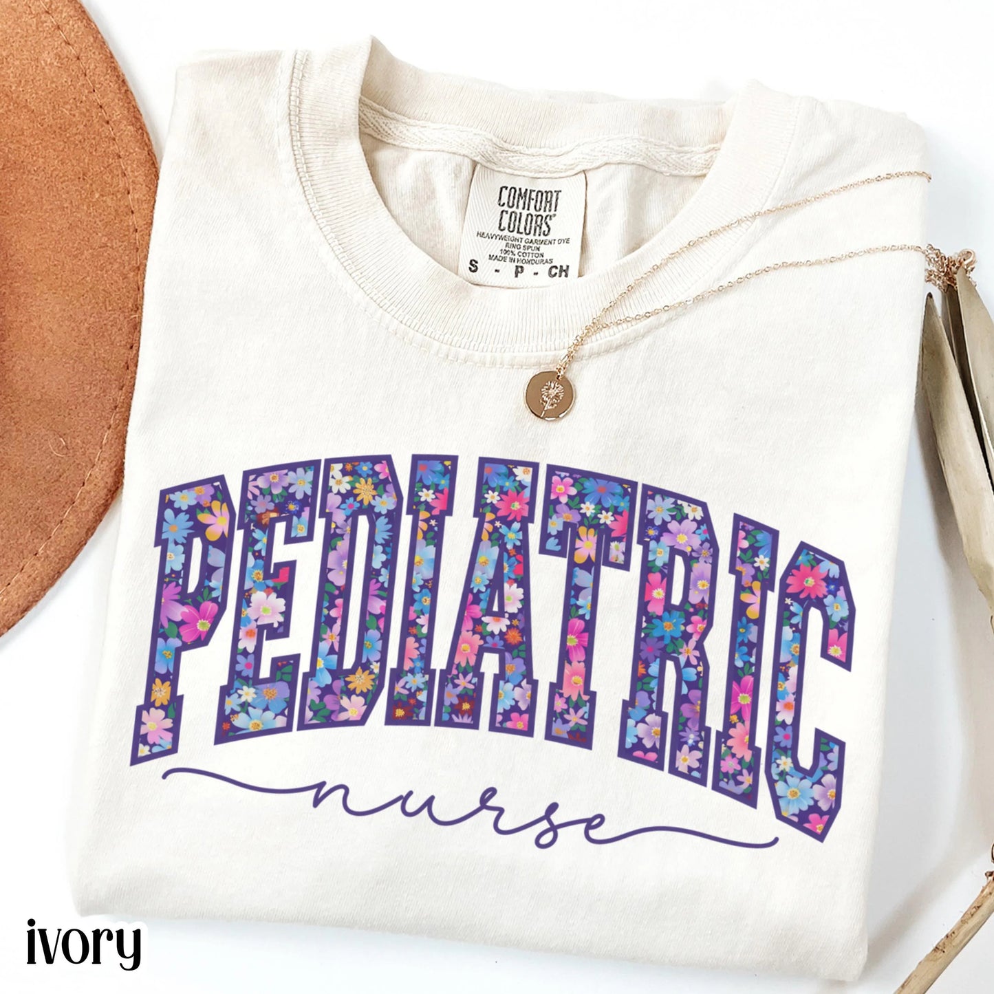 Pediatric Nurse Comfort Colors Shirt PICU Nurse Appreciation T-shirt Floral Pediatrician Tee Cute Flower Pediatric Nurse Team Crew Outfit