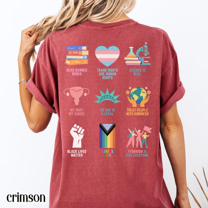 Comfort Colors Pride Shirt Gay LGBTQ Lesbian Tee Inclusive Social Justice T-Shirt Human Rights Equality BLM Transgender Ally Shirt Anti ICE