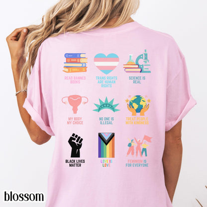 Comfort Colors Pride Shirt Gay LGBTQ Lesbian Tee Inclusive Social Justice T-Shirt Human Rights Equality BLM Transgender Ally Shirt Anti ICE