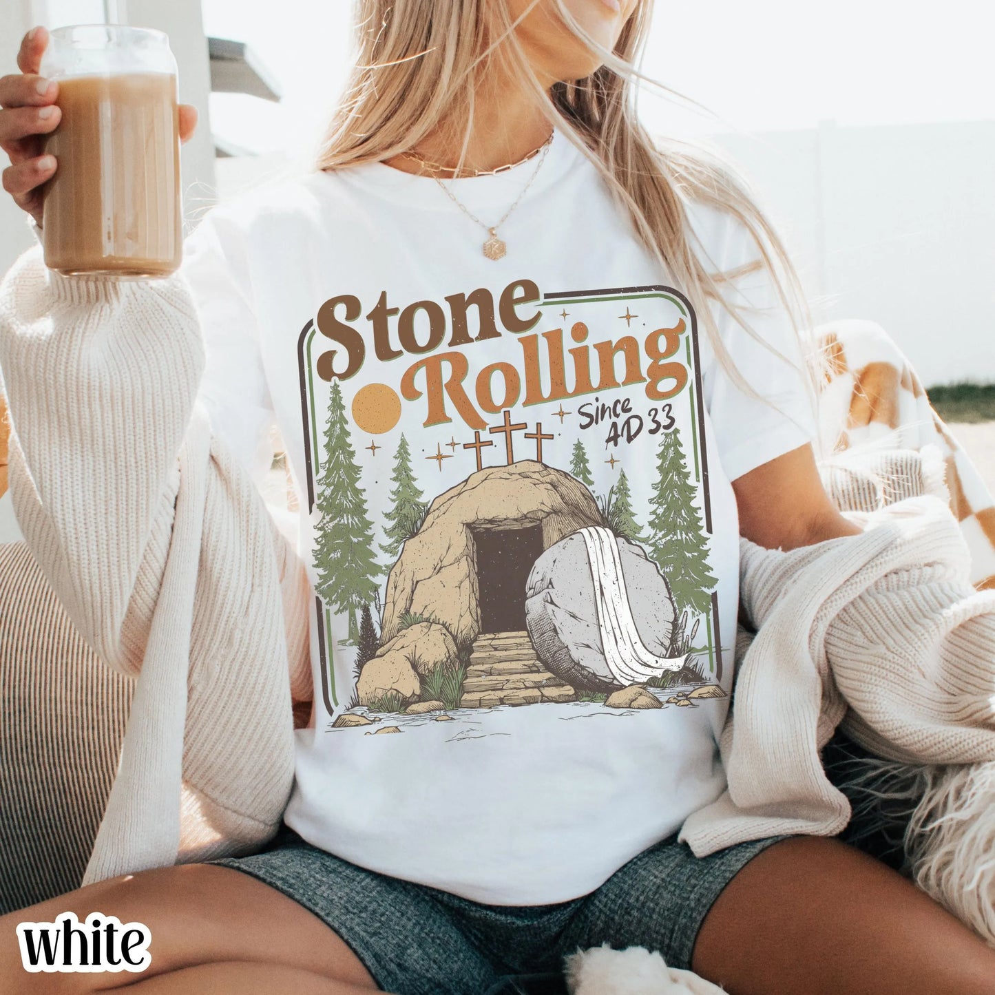 Comfort Colors Rolling Christian T-Shirt, Trendy Stones Easter Clothing, Jesus Christ Shirt, Gift For Christian, Faith-Based Graphic Tee
