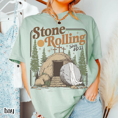 Comfort Colors Rolling Christian T-Shirt, Trendy Stones Easter Clothing, Jesus Christ Shirt, Gift For Christian, Faith-Based Graphic Tee