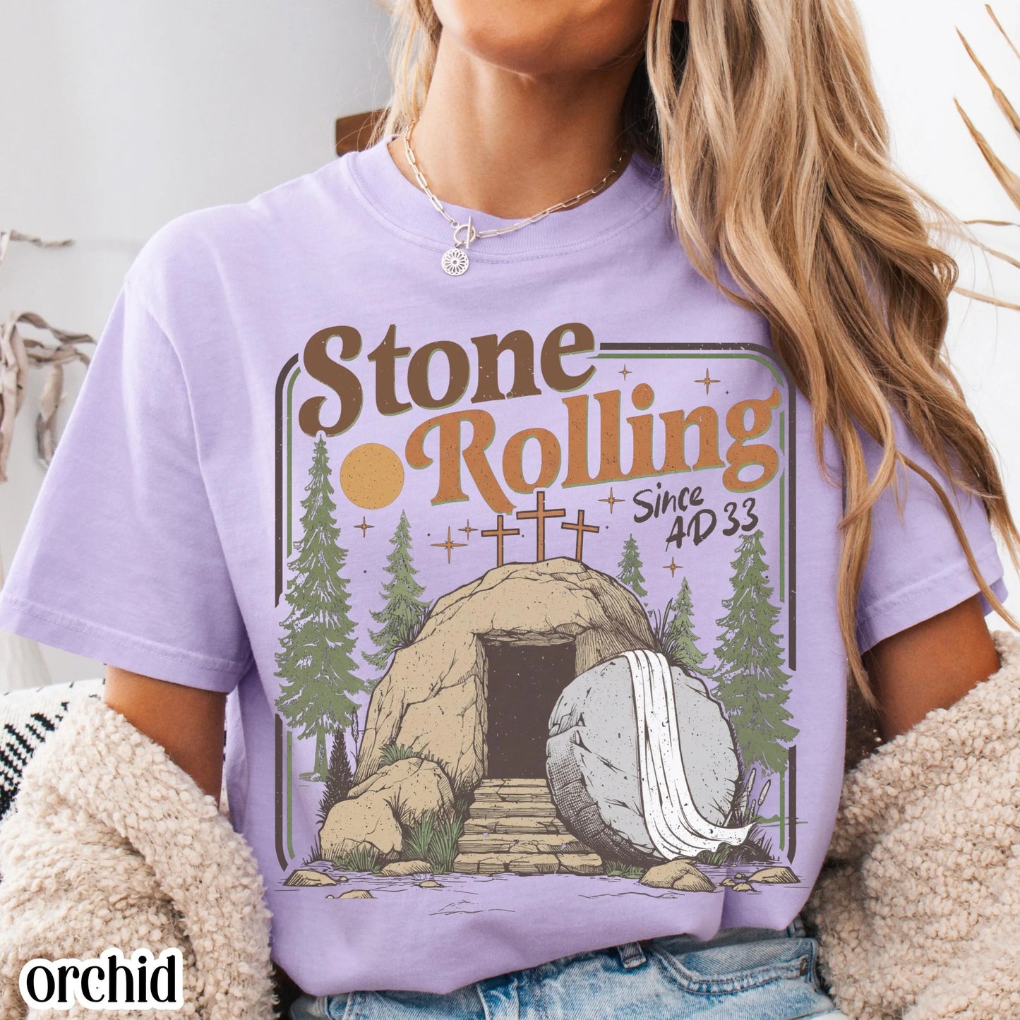 Comfort Colors Rolling Christian T-Shirt, Trendy Stones Easter Clothing, Jesus Christ Shirt, Gift For Christian, Faith-Based Graphic Tee