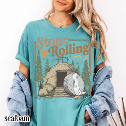 Comfort Colors Rolling Christian T-Shirt, Trendy Stones Easter Clothing, Jesus Christ Shirt, Gift For Christian, Faith-Based Graphic Tee