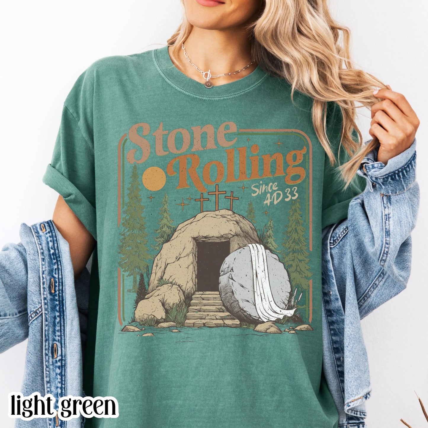 Comfort Colors Rolling Christian T-Shirt, Trendy Stones Easter Clothing, Jesus Christ Shirt, Gift For Christian, Faith-Based Graphic Tee