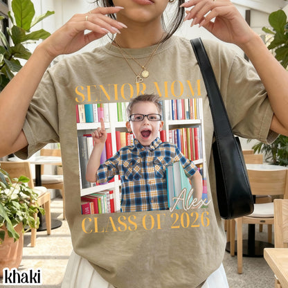 Custom Senior Mom 2026 Comfort Colors Shirt Proud Mom Graduate Tee Personalized Photo Name Class Year 2026 Graduation Mothers Day Gift