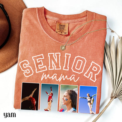 Custom 2026 Senior Cheer Mom Shirt Custom Cheerleader Photo Shirt High School Graduation Mothers Day Mama Shirt with Name Senior Night Tee