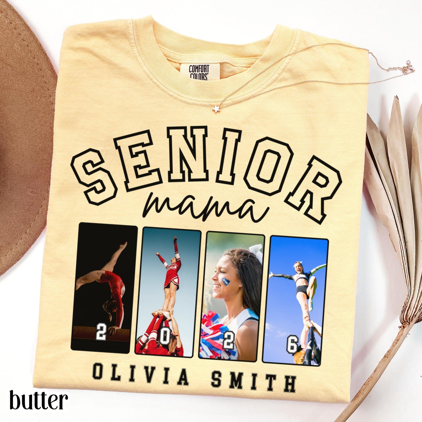 Custom 2026 Senior Cheer Mom Shirt Custom Cheerleader Photo Shirt High School Graduation Mothers Day Mama Shirt with Name Senior Night Tee