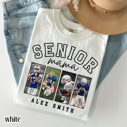 Custom 2026 Senior Football Mom Shirt Custom Football Player Photo Shirt High School Graduation Mothers Day Mama Shirt Name Senior Night Tee
