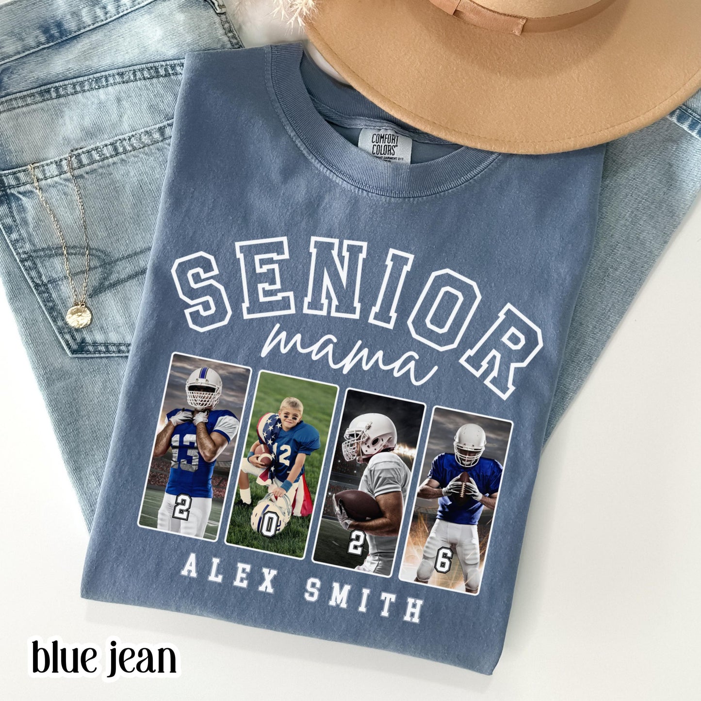 Custom 2026 Senior Football Mom Shirt Custom Football Player Photo Shirt High School Graduation Mothers Day Mama Shirt Name Senior Night Tee