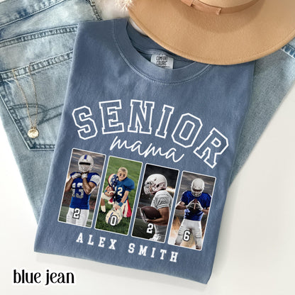Custom 2026 Senior Football Mom Shirt Custom Football Player Photo Shirt High School Graduation Mothers Day Mama Shirt Name Senior Night Tee