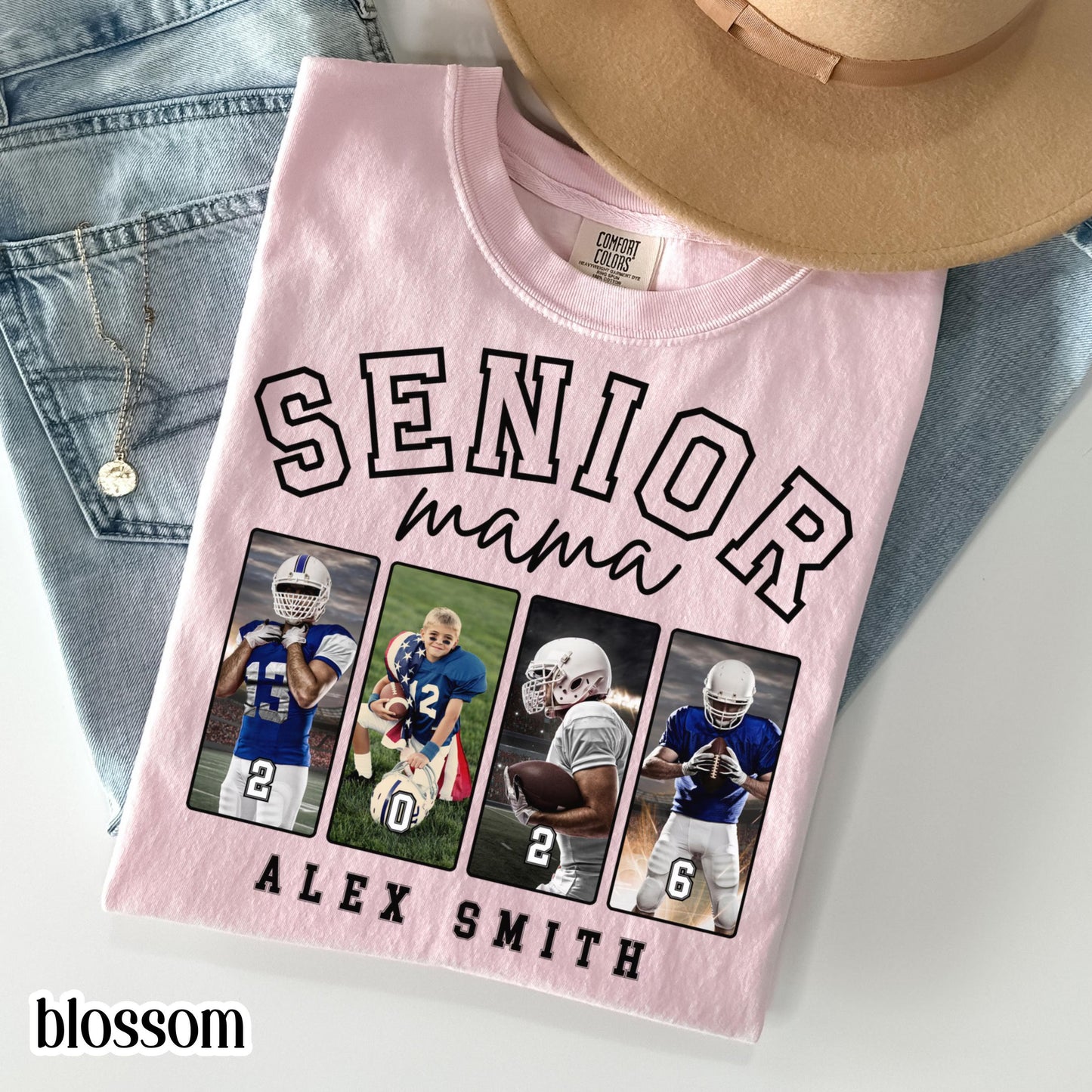 Custom 2026 Senior Football Mom Shirt Custom Football Player Photo Shirt High School Graduation Mothers Day Mama Shirt Name Senior Night Tee